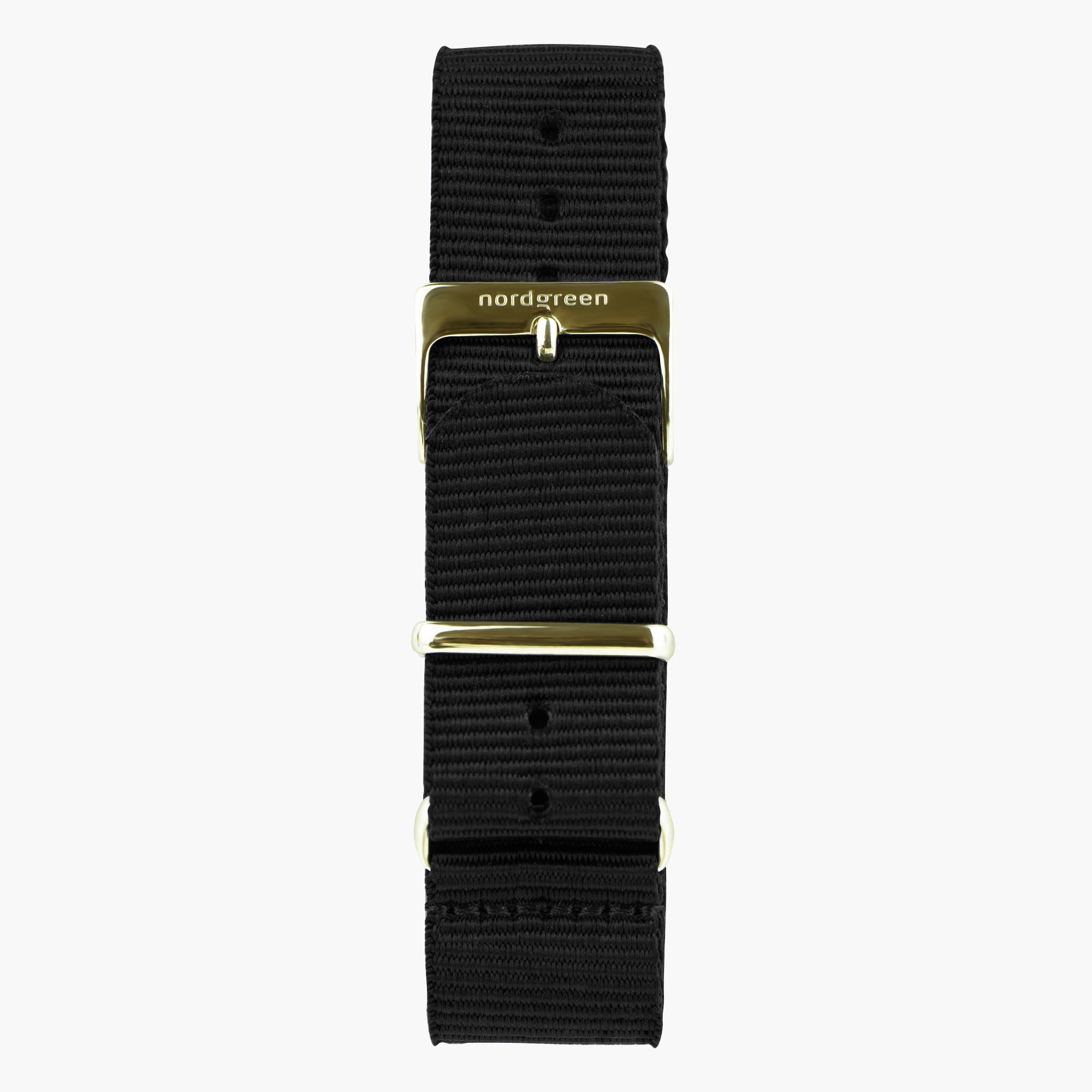 ST18POGONYBL &Nylon urremme - sort med guld spænde - 18mm